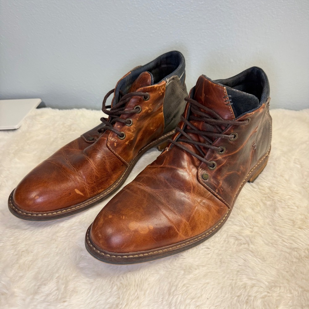 Steve Madden Medici Men's Leather Chukka Boots Cognac Brown Lace-Up Size 11